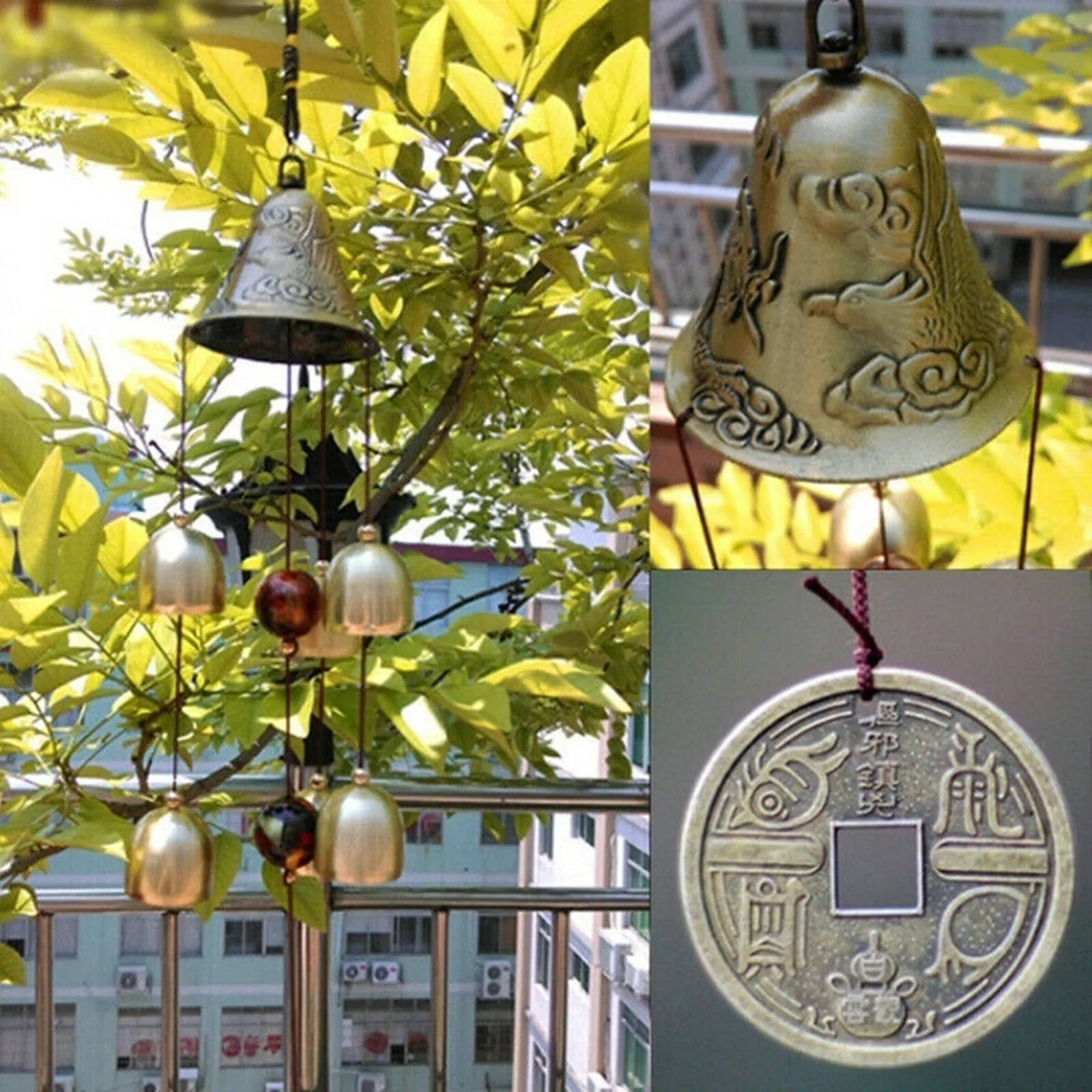 6 Copper Bells Outdoor Metal Wind Chimes Yard Garden Hanging Ornament Decor outdoor wind chimes copper bells