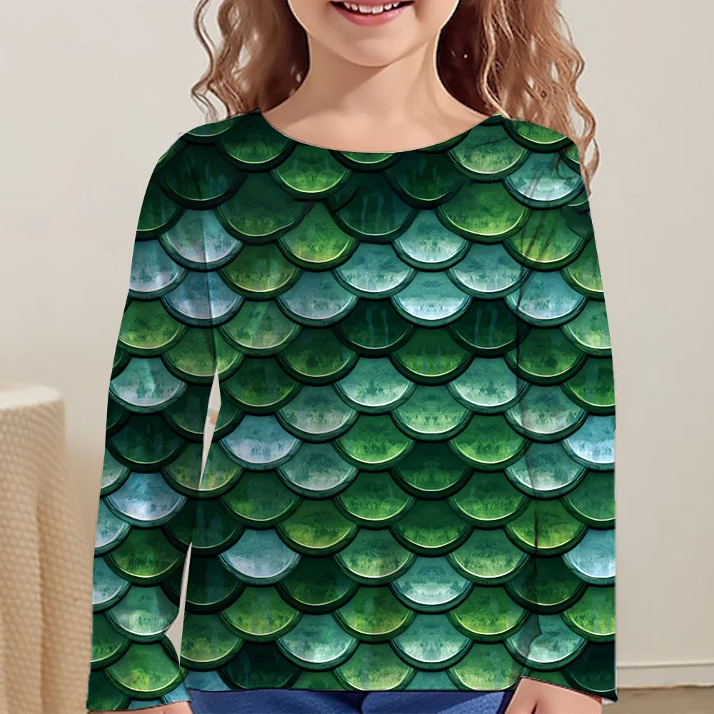 Children's Clothing Girl T-Shirts Short Sleeve Child T-Shirt Beautiful Fish Scales Print Casual Kids Summer Clothes Girl Tops﻿ 4