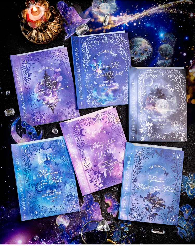 JIANQI 20 Stück Sternenhimmel-Thema-Aufkleber, transparente dekorative Aufkleber für Scrapbooking, Stick-Etiketten, Junk Journal Supplies – Detail 1