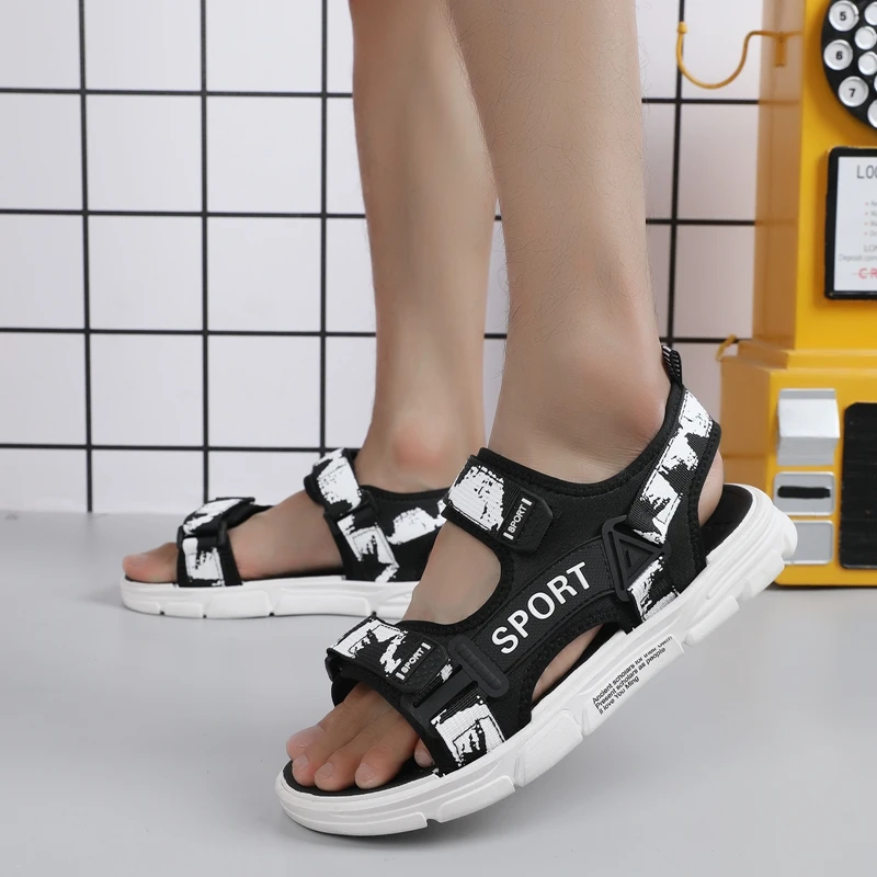 Summer Men's Sandals Adjustable Comfy Roman Shoes Lightweight Breathable Outdoor Hiking Shoes Waterproof Anti-slip Water