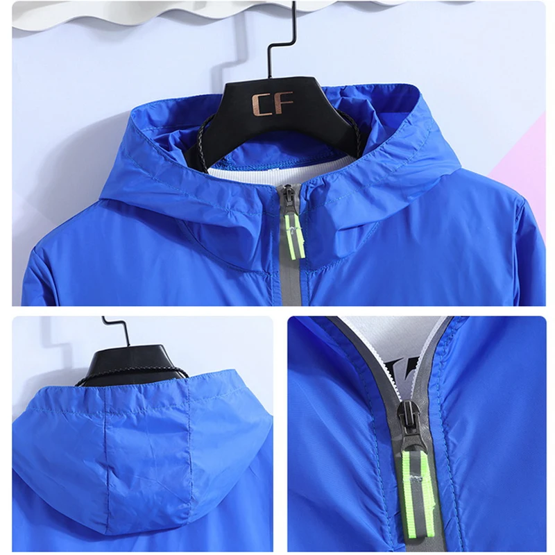 Sun Protective Men Cycling Windbreaker Reflective Camping Hiking Fishing Jacket Lightweight Couples Running Sportswear S 7XL