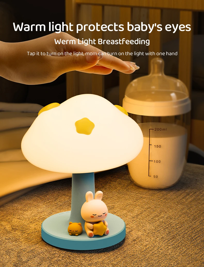 Description Picture 3 of itemCute Night Light Rabbit Charging Silicone Lamps Touch Lamps 3 Light Modes Christmas Birthday Gift Cartoon Animal Room Decoration