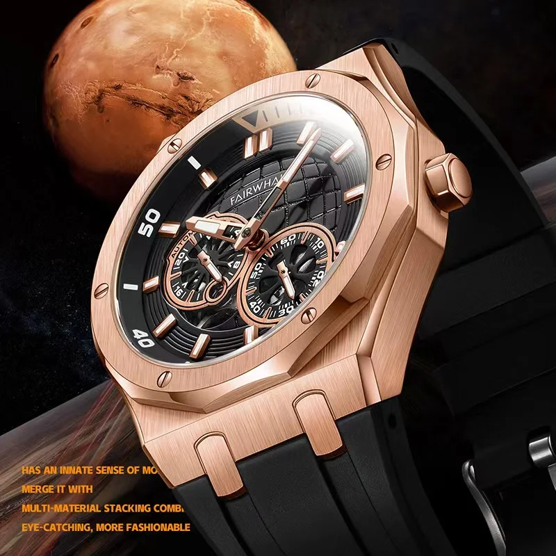 Casual Earth Automatic Man Watch Latest Rose Polygon Mechanical Watches for Men Stainless Steel Luminous Waterproof montre New tenga 3d мастурбатор polygon