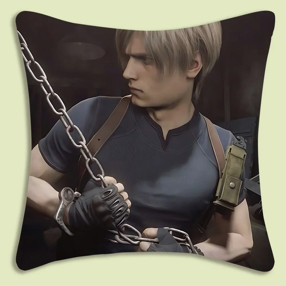Pillow Covers Cartoon Leon Kennedy Sofa Decorative Home Double-sided Printing Short Plush Cute Cushion Cover