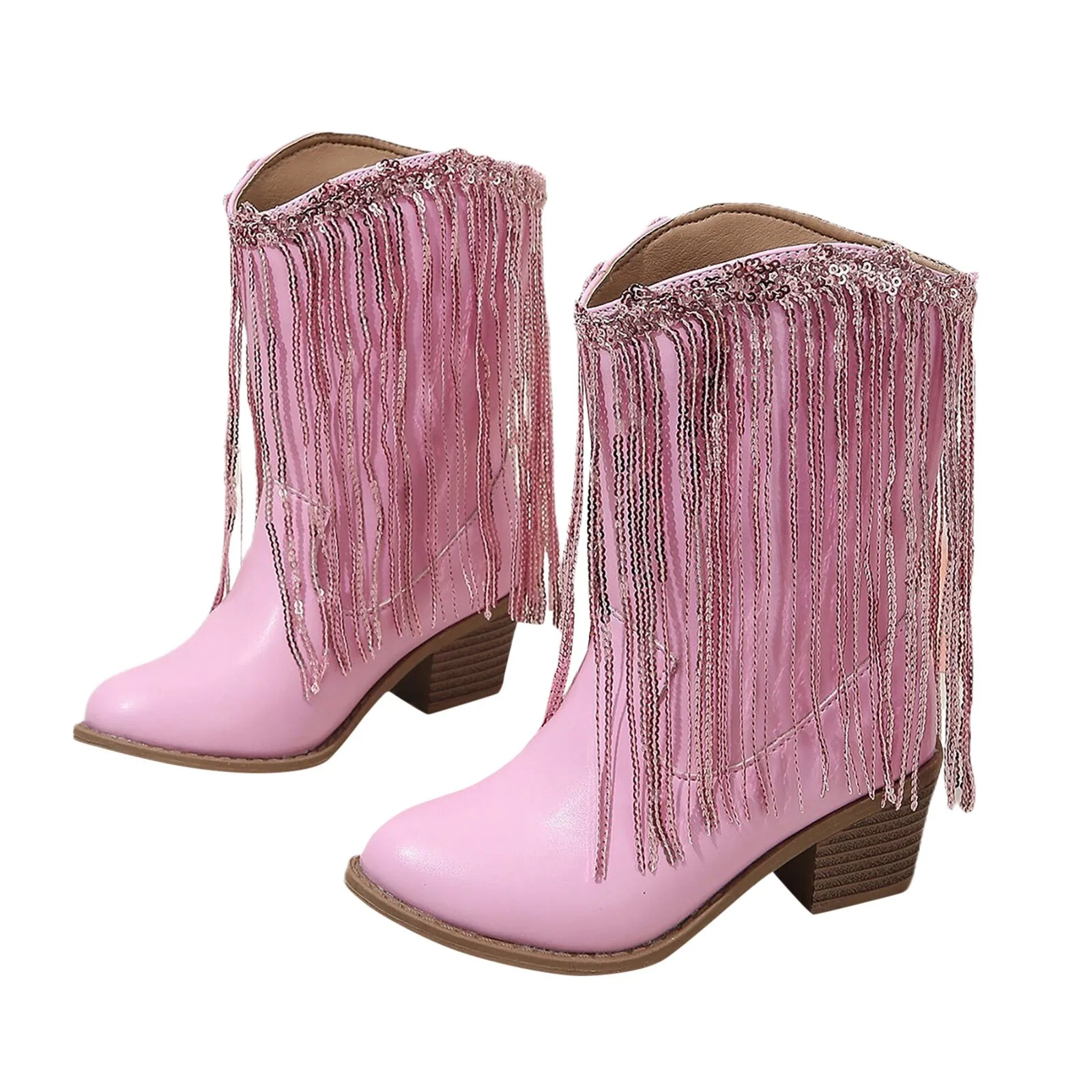 Girls Glitter Western Cowboy Boots with Tassels