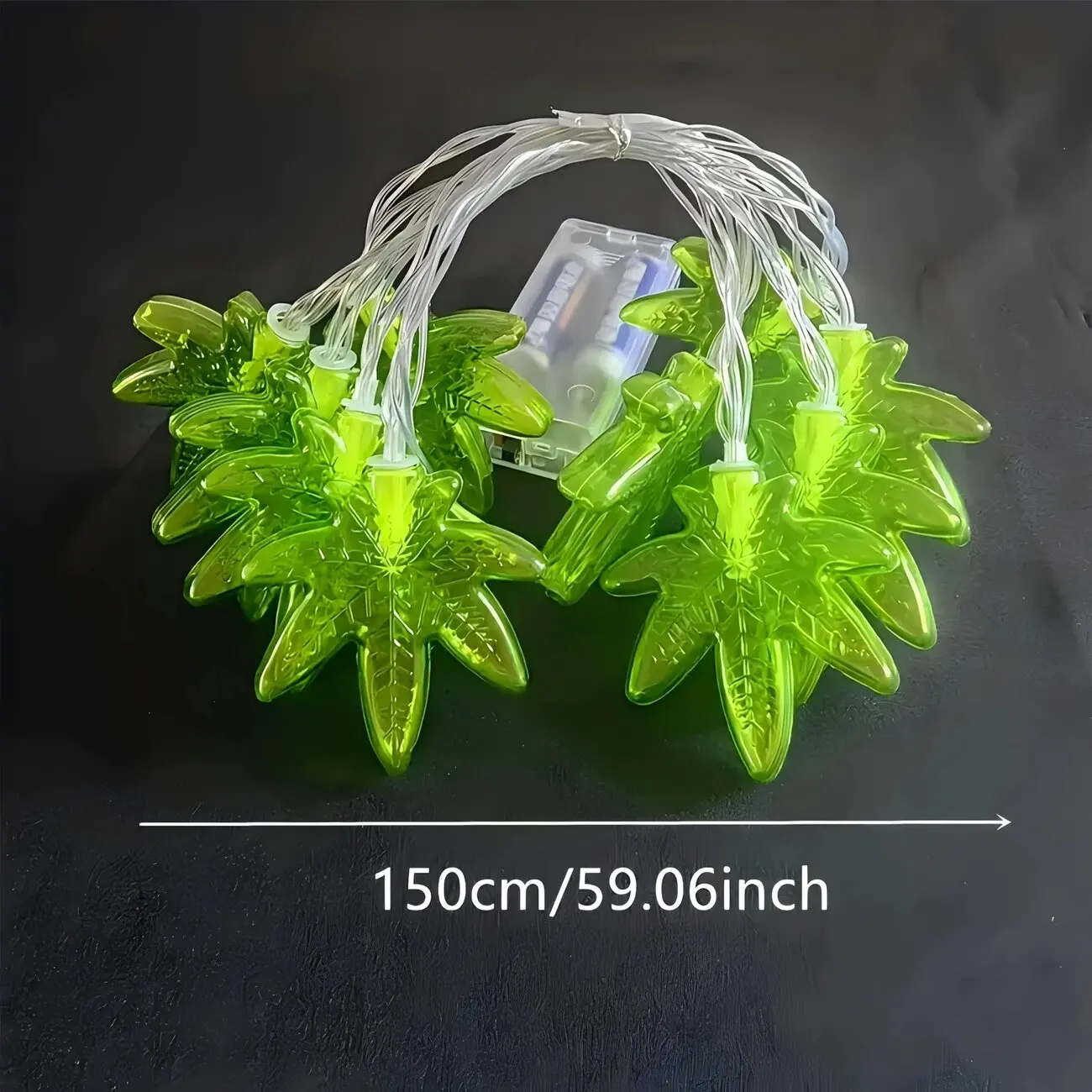 1PC 녹색 단풍잎 LED 스트링 라이트, 배터리 구동 요정 조명, 실내/실외 캠핑, 울타리, 마당, 잔디밭 장식 조명
