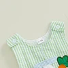 Infant Baby Girls Boys Easter Rompers Striped Bunny Truck Carrot Embroidery Crew Neck Sleeveless SpringJumpsuit Bunny Overalls 6