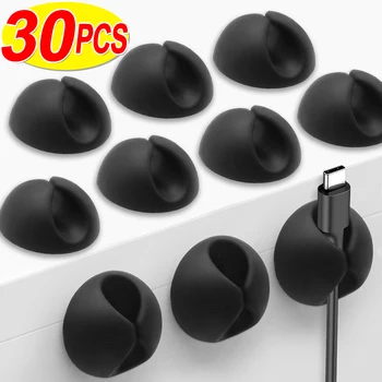 เดสก์ท็อปคลิปสายเคเบิลแบบพกพากาวการจัดการสายเคเบิล Charger ผู้ถือสายไฟคลิปสายไฟสําหรับ Home Office Car Nightstand 1