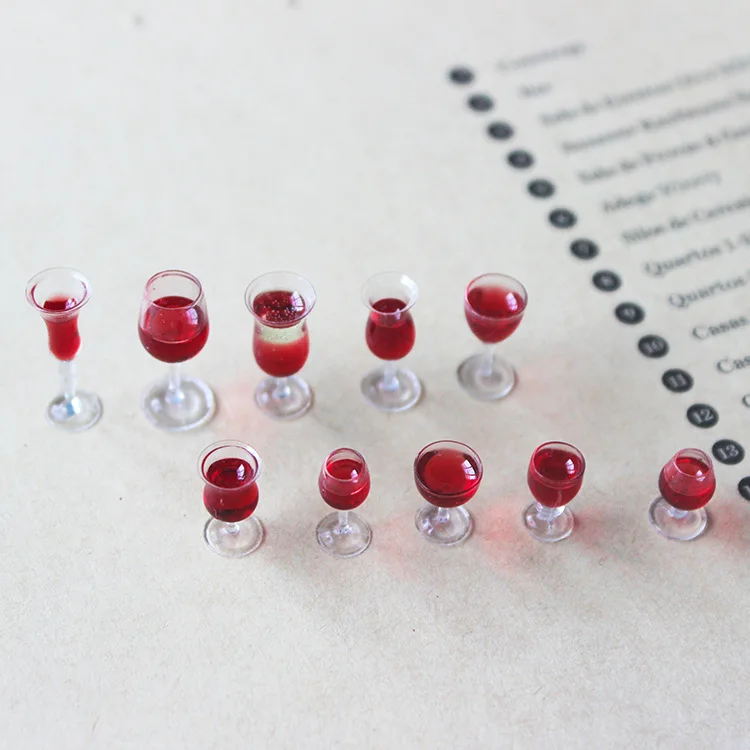 3pcs Dollhouse Simulation Mini Red Wine Glasses Miniature Food Items Drink for Blyth 1/6 BJD Dolls House Kitchen Accessories Toy 3
