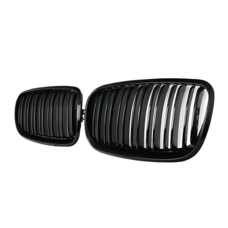 

X5 X6 Grill, Front Kidney Double Line Grille for 2007-2013-BMW X5 E70 X6 E71 (ABS Gloss Black Grill, 2-Pc Set)