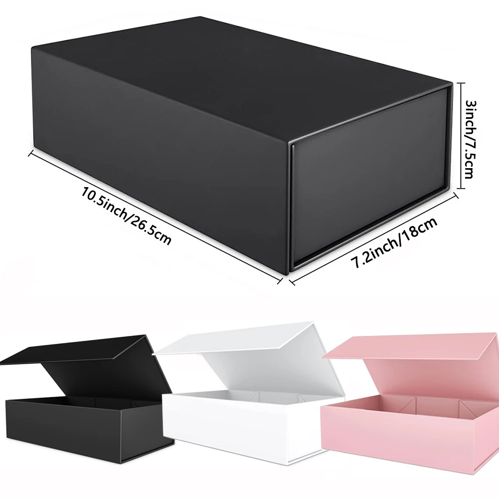 1pc Black Gift Box with Magnetic Lid for Present, Rectangular Collapsible Packaging Box... - SKU GBML1616 - UGI Packaging