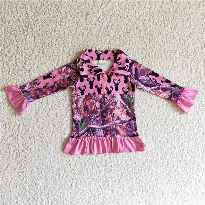 

Wholesale Girls' Autumn And Winter Long-Sleeved Tops With Multi-Element Bright Colors With Zippers And Ruffle