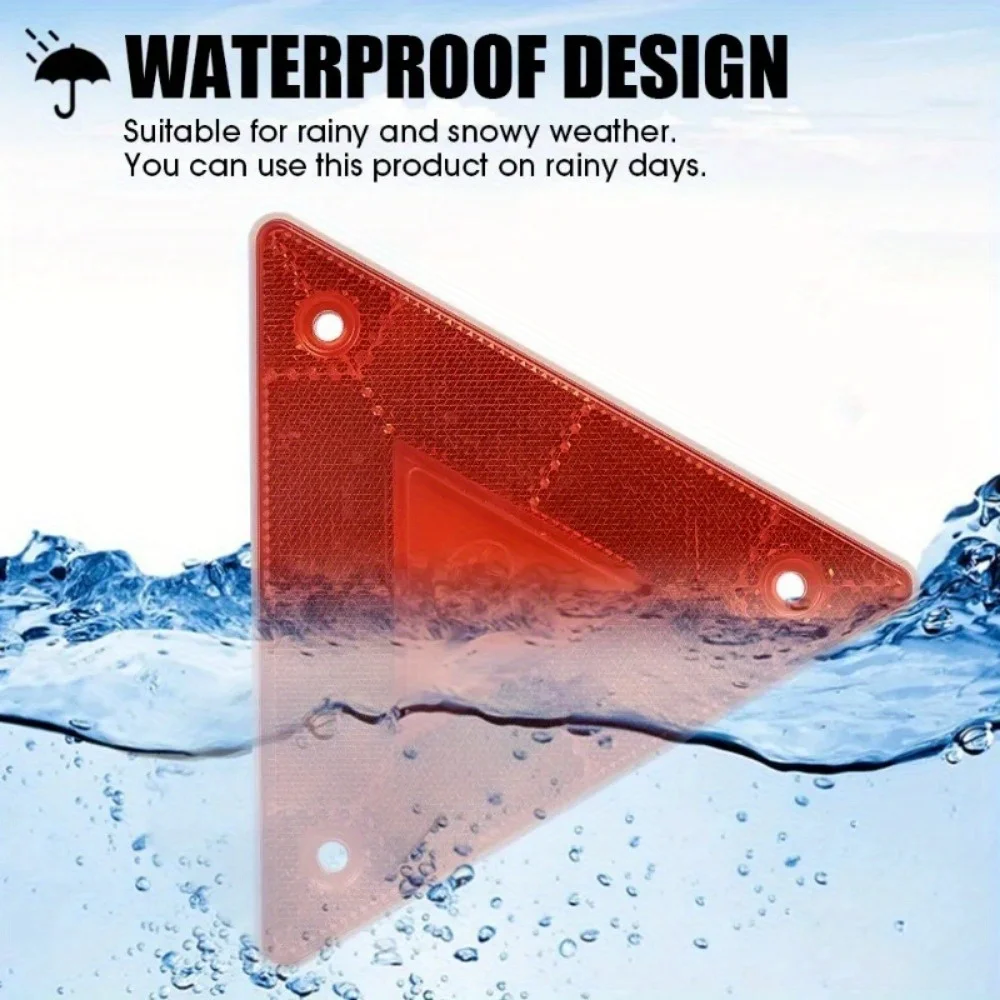 2/1PcsTriangle Warning Reflective Strips Vehicle Stop Warning Sign Red Safety Reflector for Trailer RV Board Truck Plate Light