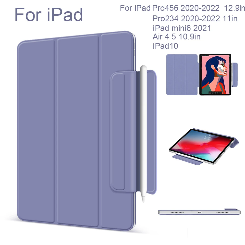 

Case For iPad Mini 6 10 Case 2021 Pro 11 10.9 12 9 for iPad Air 4 Case Funda Magnetic Smart Cover with Clasp for iPad Air 5 Case