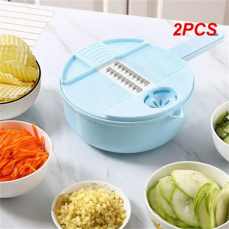 

2PCS Multifunctional Vegetable Slicer Potato Peeler Carrot Onion Grater With Strainer Vegetable Cutter 12 In 1 Kitchen