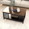 ChooChoo Farmhouse Coffee Table, Black Living Room Table with Shelf, 40 Inch 4