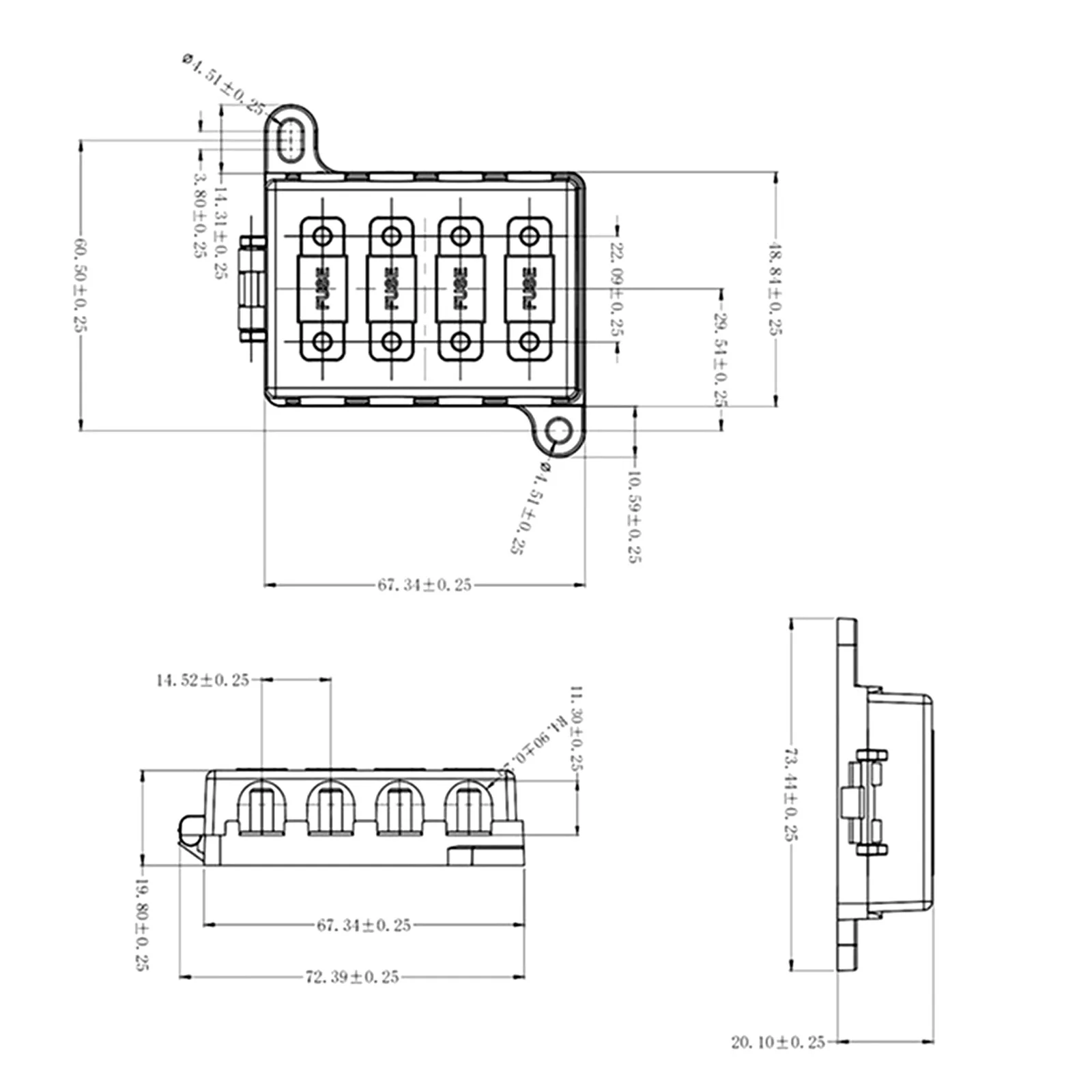 Car Fuse Holder Block 4 Way For Midi Fuse Holder Block 200A Max 4 Fuses 8 Lugs Dual Battery Setups 4x4 Car Part fuse holder
