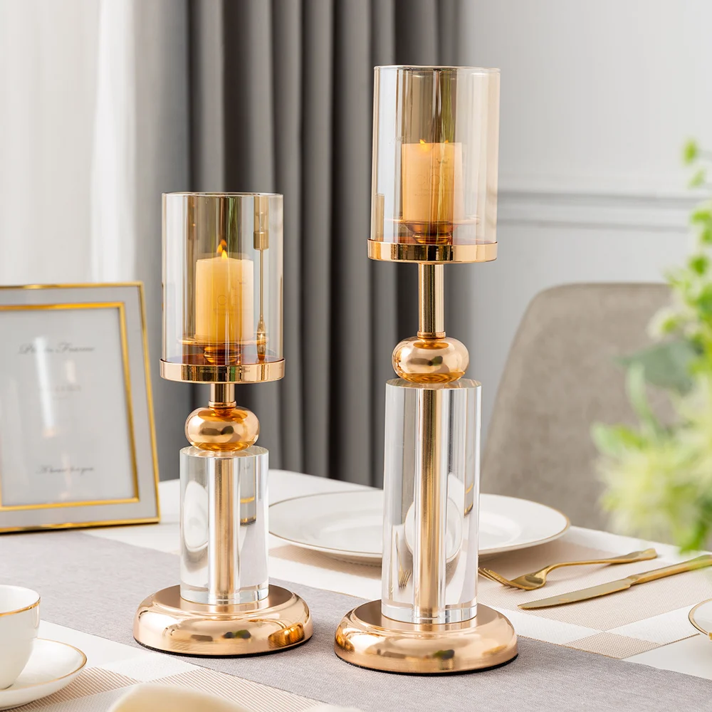 

Nordic Luxury Golden Candlestick Glass Candle Holder Home Decor Wedding Centerpieces for Tables Center Table Living Room Gifts