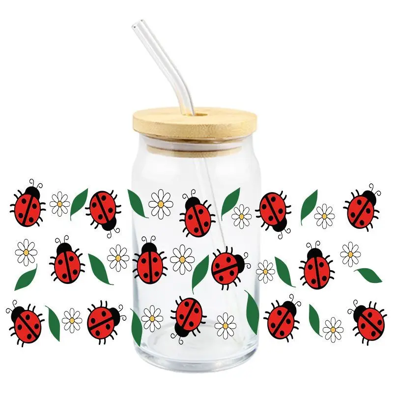 Ladybug UV DTF Wrap TransFer Stickers Finnny Cute Design DTF Wrap For16oz Glasses Cups Coolorful Decal 3d stickers cup wraps sticker cups uv dtf wrap transfer