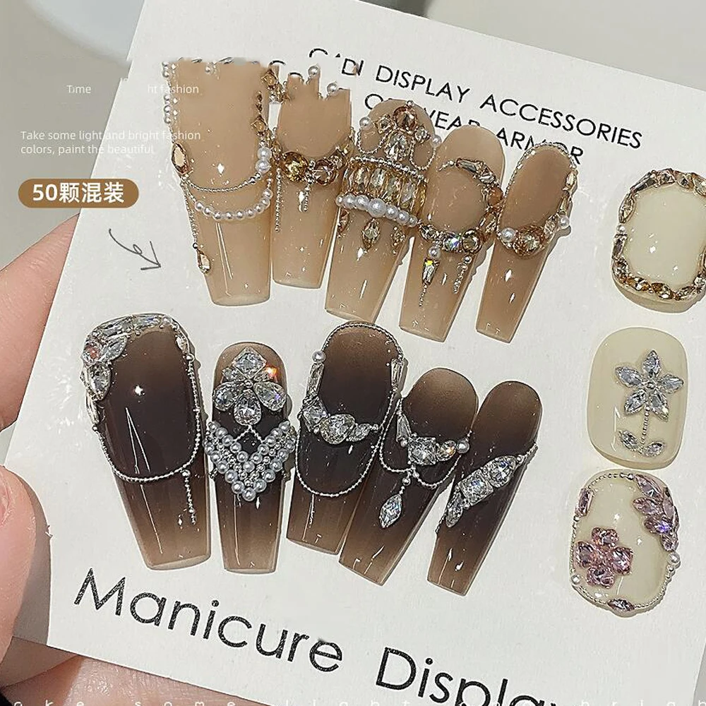 K9 미니 샴페인 지르콘 네일 아트 라인스톤 50/100PCS 말 눈/타원형/물방울/하트 보석 1.5-4mm 반짝 이는 네일 다이아몬드 12월