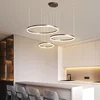 Modern Ring Pendant Lights Chandelier Home Lighting Brushed Circle Ceiling Mounted Hanging Lighting Suspension Lamp Gold Black 4