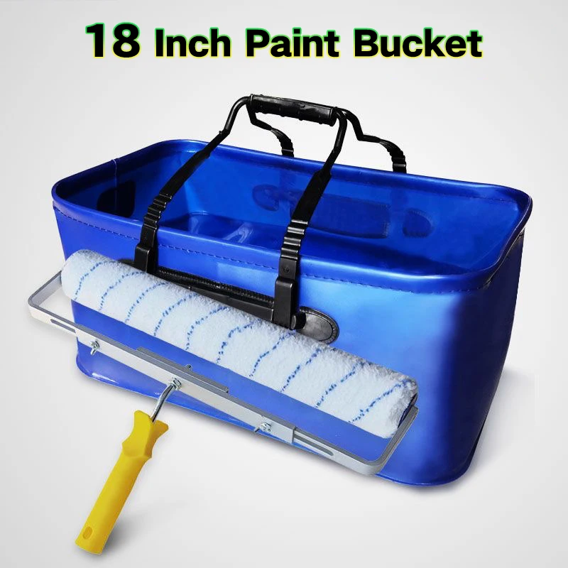 18inch Paint Bucket Wave Pattern Surface Paint Roller Tray EVA Bath Tray Foldable Pail Fishing Bucket Handbag 50x28x23cm
