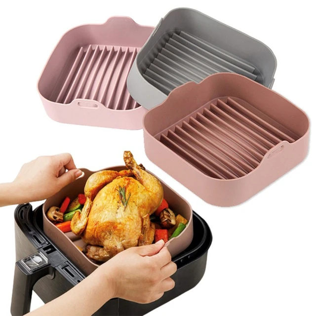 Air Fryers Oven Baking Tray Fried Chicken Basket Mat Air Fryer Silicone Pot  Round Replacement Grill Pan Accessories - AliExpress