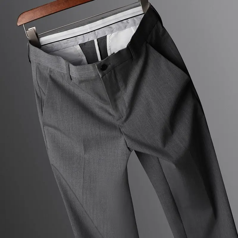 Minimalist Comfortable Business Casual Summer Men's 2024 Patchwork Button Pocket Zipper Fashion Solid Color Straight Pants
