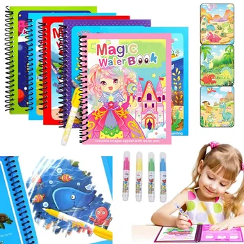 Libro da disegno magico con acqua e penna, riutilizzabile, per l'apprendimento precoce, gioco educativo per bambini
