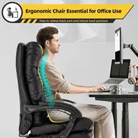 Executive Office Chair, PU Leather Reclining Office Chair with USB and Massage, Heated Office Chair with Footrest 4