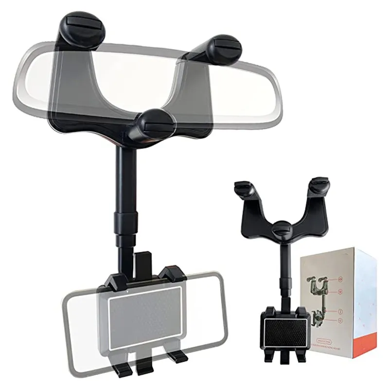 Car Phone Holder Rearview Mirror Bracket Clip Phone Mount Retractable