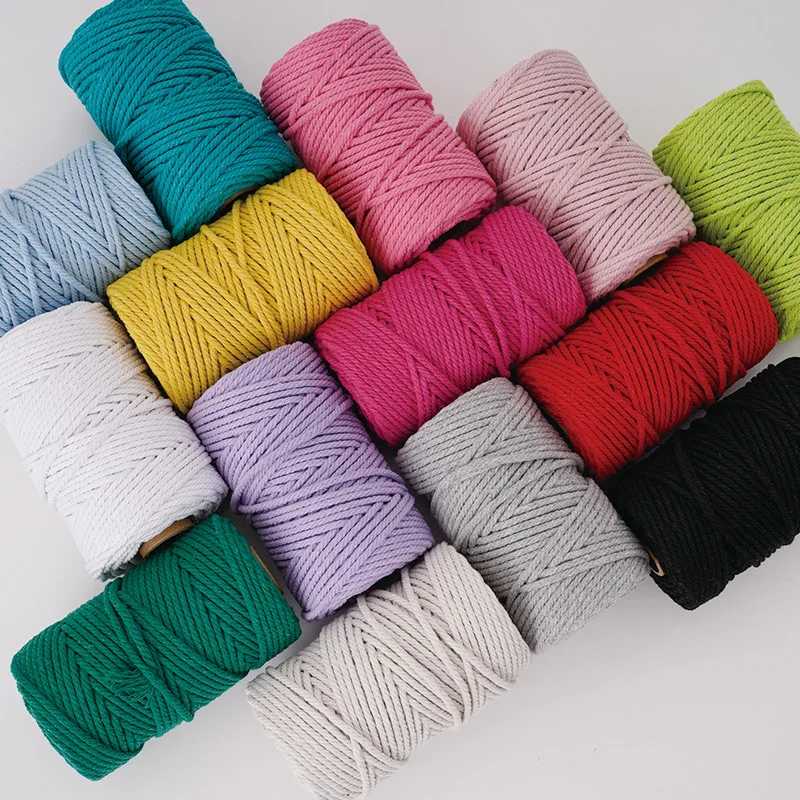 Cotton Rope 15 Colors 3mm 50 Yard Cotton Cord Rope for Handmade Boho Decor Cotton Cord Twisted Thread Macrame String DIY Home Wedding