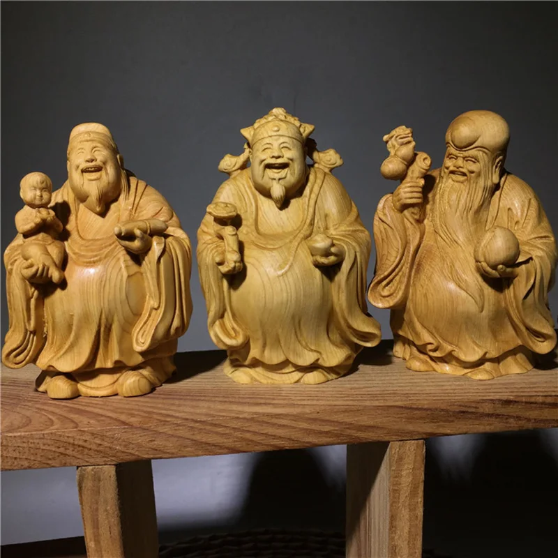 

Fu Lu Shou искусственная деревянная статуя из дерева ручная резьба для дома гостиной спальни декоративная статуя набор из 3 предметов