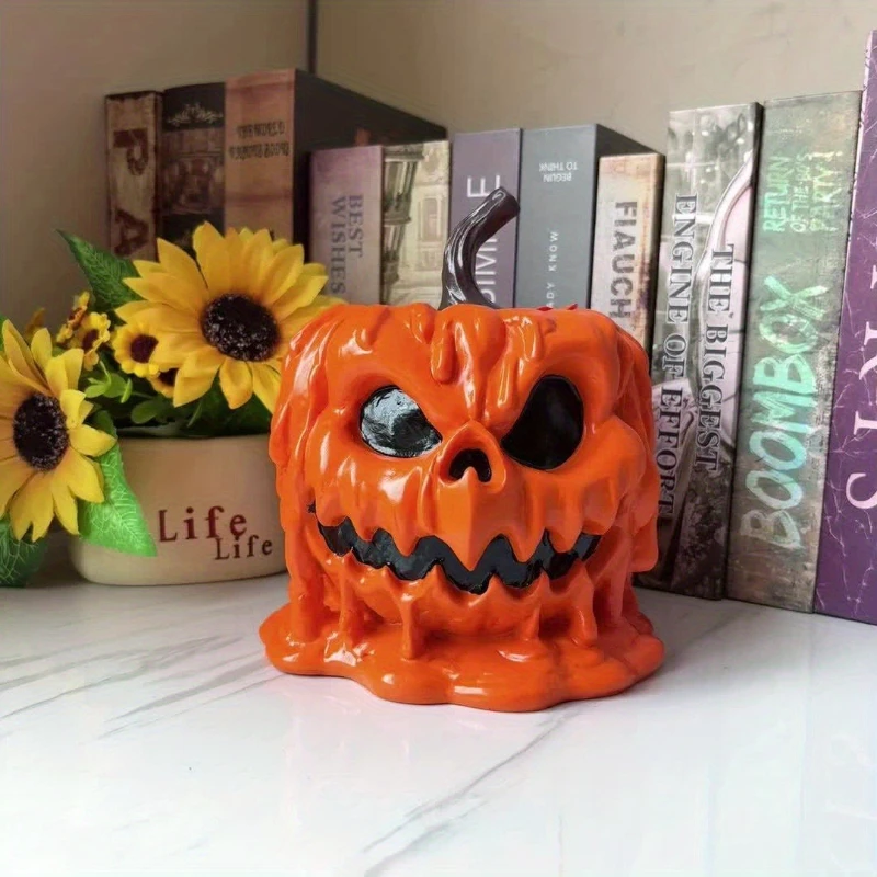 18x15cm Halloween Pumpkin Head Resin Ornaments New Small Home Atmosphere Decorations with Lid Simple Storage Party Decoration