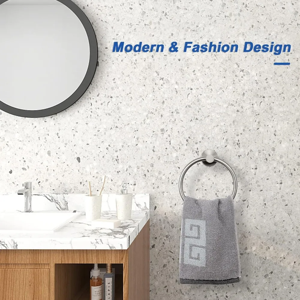 Stainless Steel Bathroom Towel Ring – Modern Round Hand Towel Holder 5