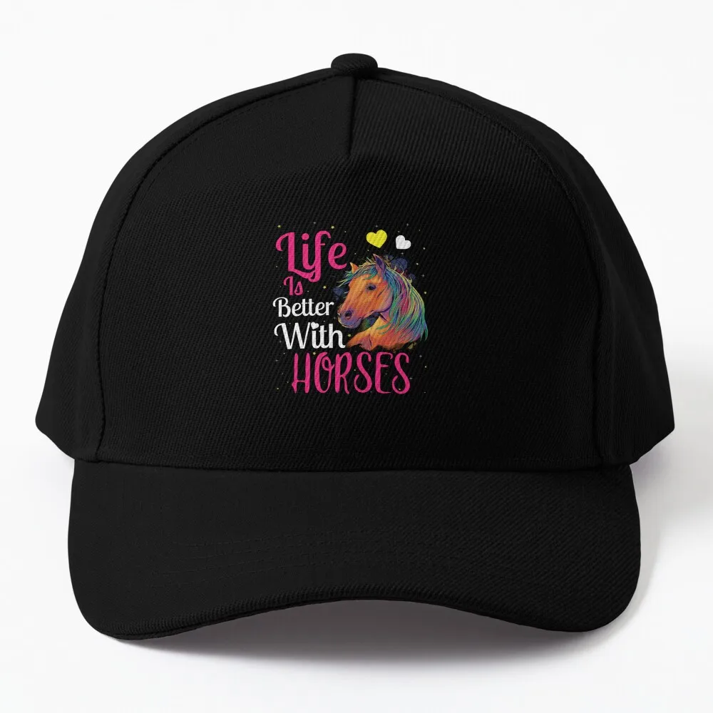 

Funny Quote Horse Life Is Better With Horses Riding Horses Baseball Cap Golf Rugby hard hat Hat Female Men's