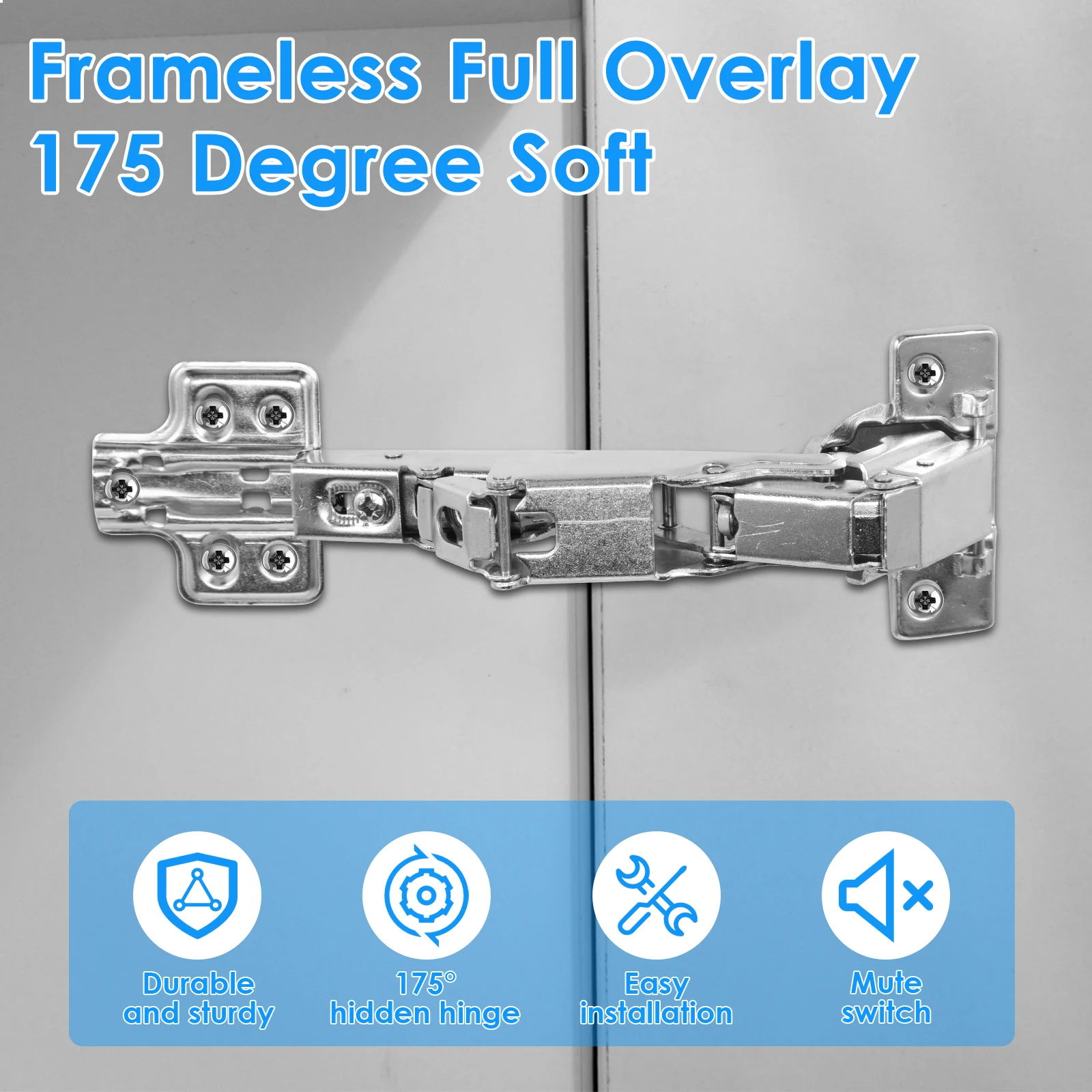 4Pcs 175 Degree Cabinet Hinges Concealed Hydraulic Adjustable - View #5