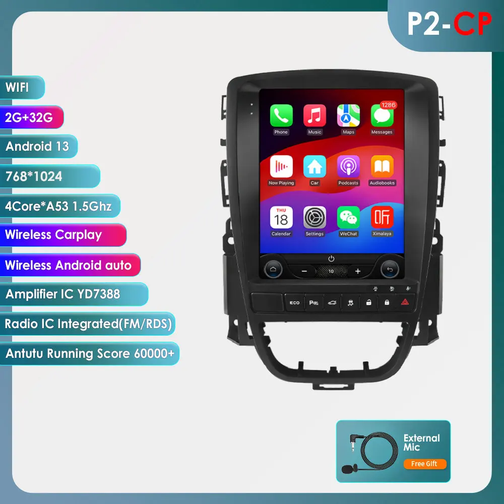 Radio de coche inalámbrico con Carplay, Android, 9,7 pulgadas, 7862, para Opel Astra J, Buick Verano 2009 - 2015, reproductor Multimedia de vídeo, cámara 360, RDS, DSP, pantalla, navegación GPS, estéreo 1