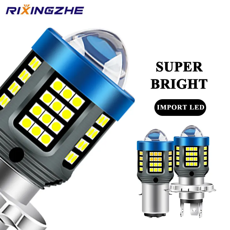 Motorcycle Headlights H4 Ba20 Led Bulbs Spotting Lens 3030 Csp Led Moto High/Low Beam Led Bulbs Scooter Accessories 12-32V