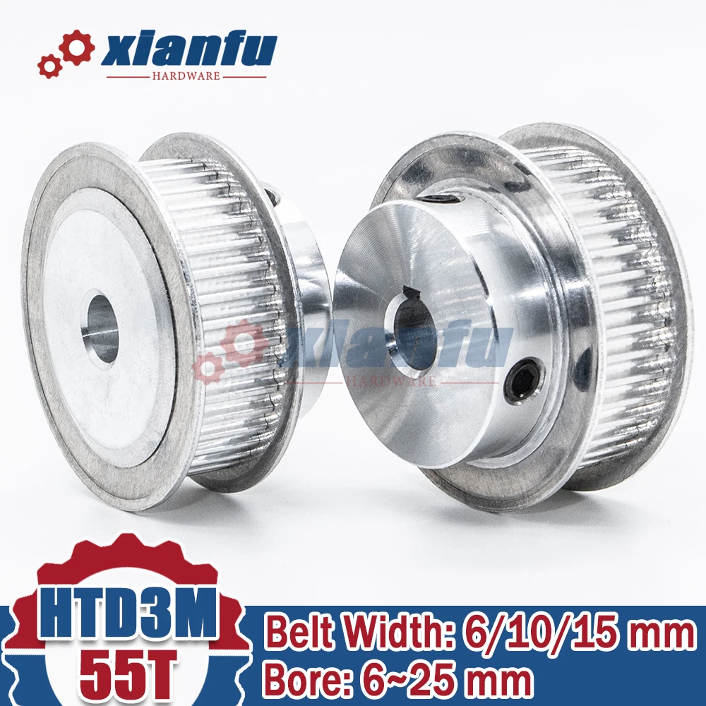 

HTD3M 55 Teeth Timing Pulley 3M BF Aluminum Bore 6/7/8/10/12/14/15/16/17/18/20/25mm HTD 55T Wheel 55Teeth Belt Width 6/10/15mm