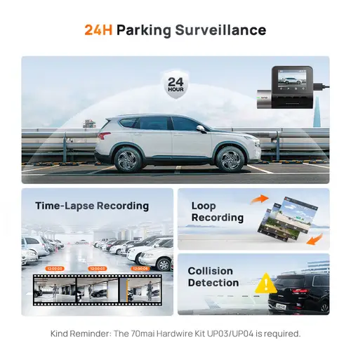 70mai Dash Cam A510 1944P HDR GPS ADAS 4G Connectivity 70mai 4G Front Cam A510 Car DVR 24H Parking Support Rear Cam - Image 5