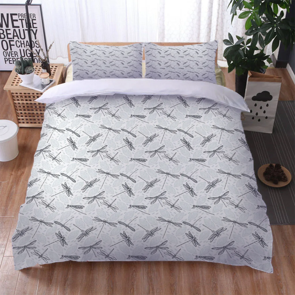 

Bedding Set For Kids Boys Girls, Comforter Cover Animal Dragonfly Quilt Cover With 2 Pillowcase, Duvet Cover Double Size Set