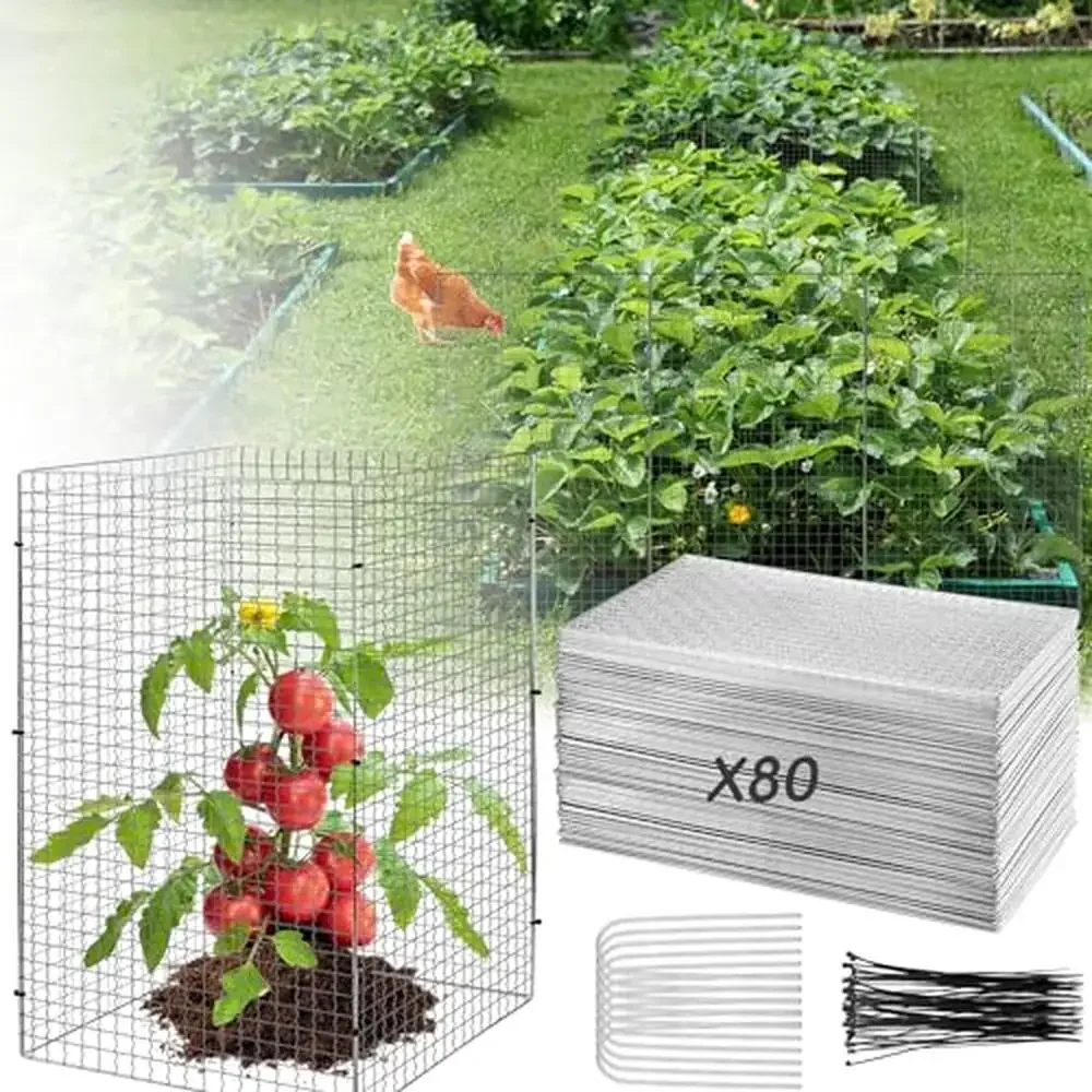 Garden Plant Protector Cage Set 80 Pack Rabbit Bird Animal Mesh Fence Kit