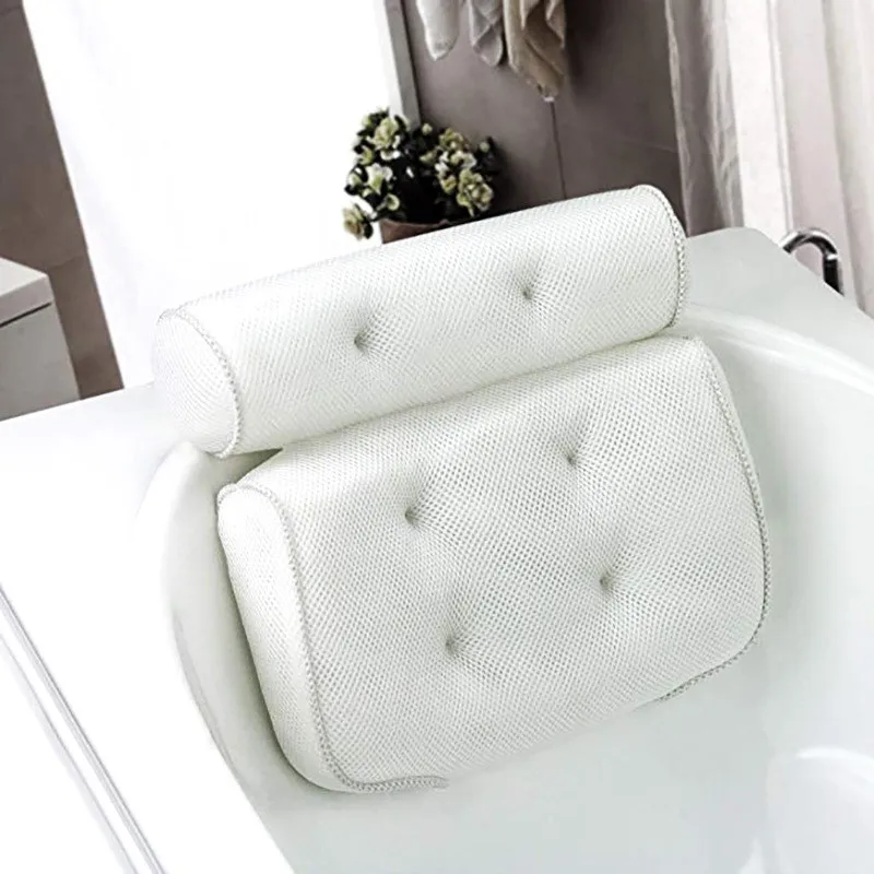 

Spa Non-Slip Bath Pillow Cushioned Bath Tub Spa Pillow Bathtub Head Rest Pillow With Suction Cups For Neck Back Bathroom Supply