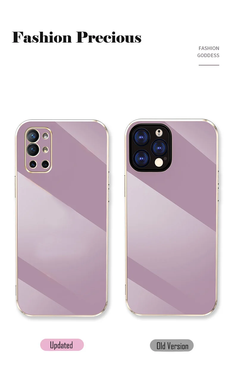 Luxury Square Edge Glossy Plated Phone Case For Oneplus Series_voghion.com