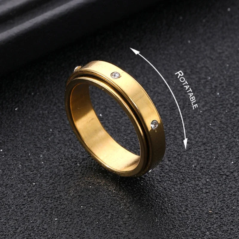 Couple rings Anti Stress Anxiety Fidget Spinner Heart Rotating Stainless Steel Wedding Band Knuckle Ring Jewelry Gift