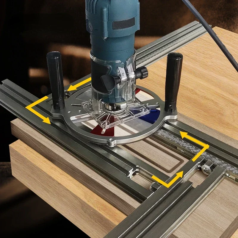 Adjustable Guide Rail Bracket for Woodworking - Routing Jig Frame for Trimming, Milling, and Engraving