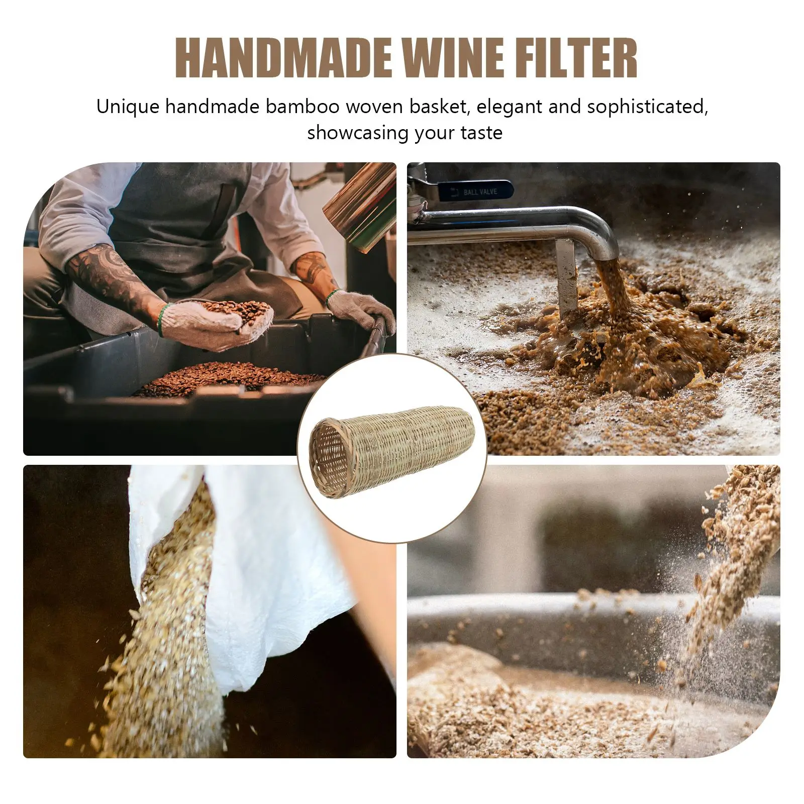 Handmade Bamboo Woven Basket Wine Filter Basket Drain Filter Mesh Beer Filtering Tool-Making Rice Cake Wine Strainer 29x12x12cm