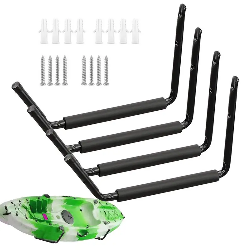 

Kayak Wall Rack 4pcs Heavy Duty Kayak Hooks Wall Mounted Garage Hangers For Ladder Snowboard Canoe Bicycle Hose Tools