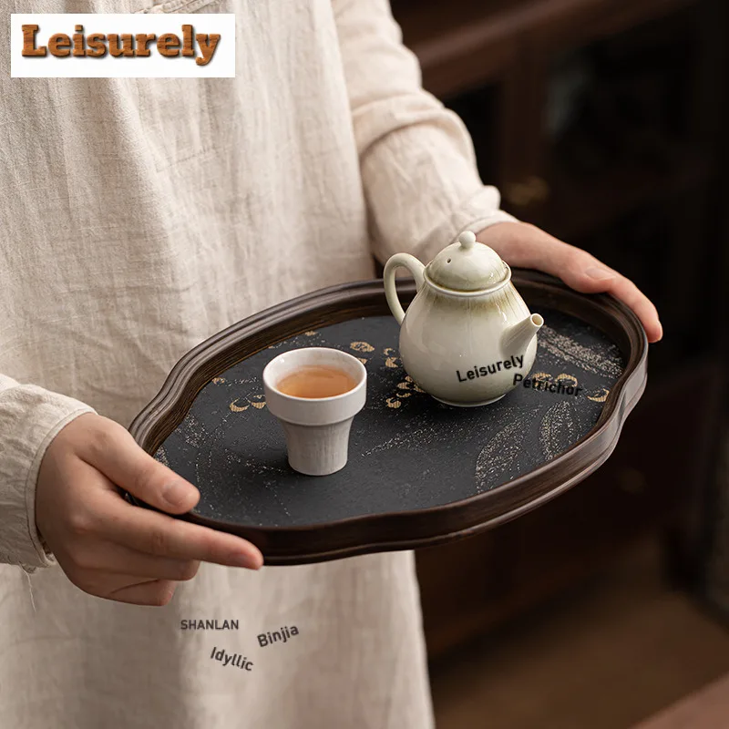 Handmade Bamboo Begonia Rectangular Tea Tray Cake Rack Coffee Storage Board Teapot Holder Dishes For Serving Tea Ceremony Gift